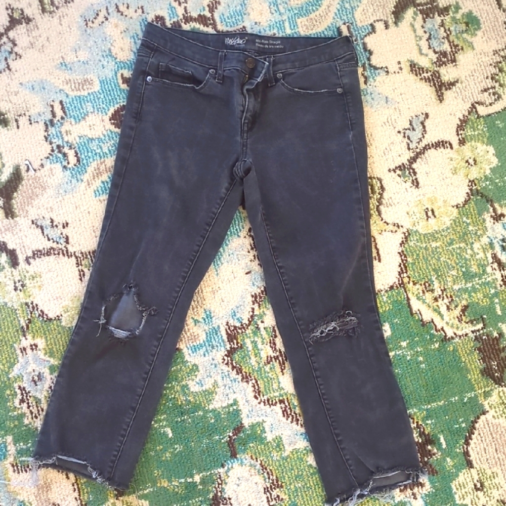 Mossimo Supply Co Black Cropped Distressed Jeans
